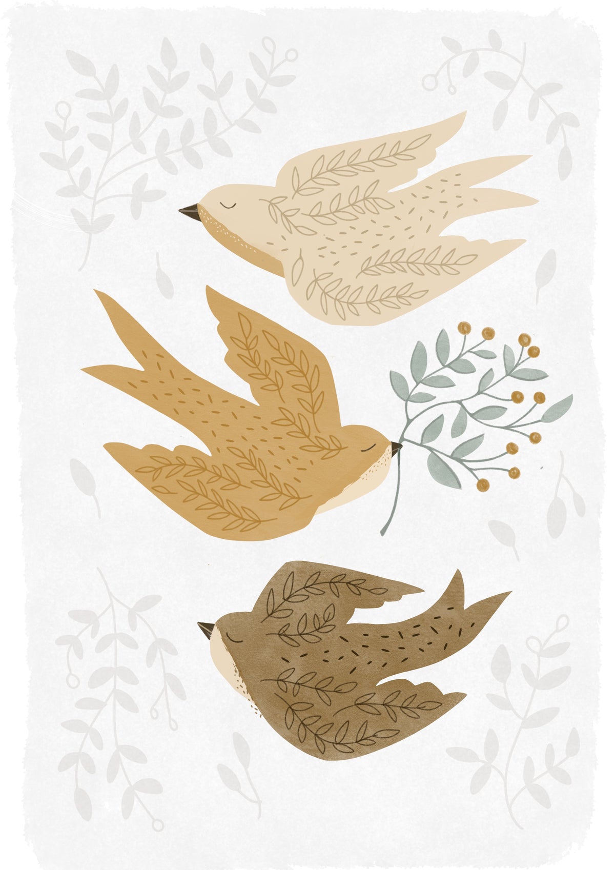 ‘Peaceful Birds’ Print A4